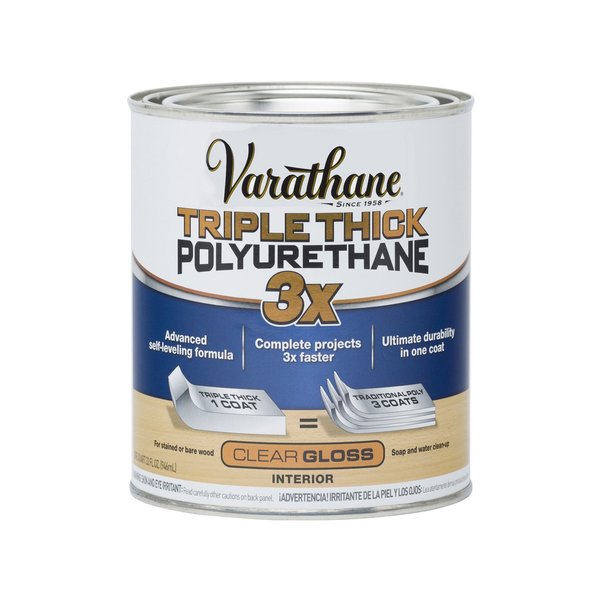 Varathane Transparent Gloss Clear Water-Based Urethane Modified Alkyd Triple Thick Polyurethane 1 qt 284470